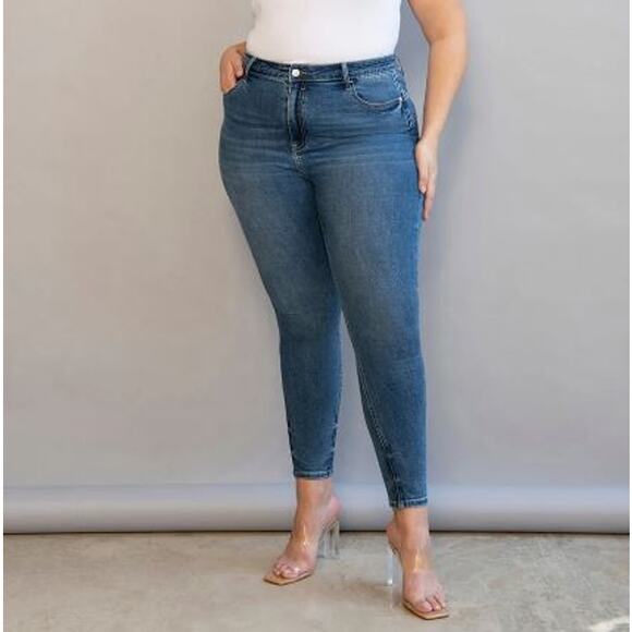 Studio Blue Womens Denim High Rise Double Vision Jeans Skinny Leg Size 29 Blue - Picture 1 of 5